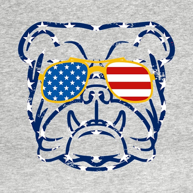 English Bulldog American Sunglasses T shirt 4th of July Gift by Ramadangonim